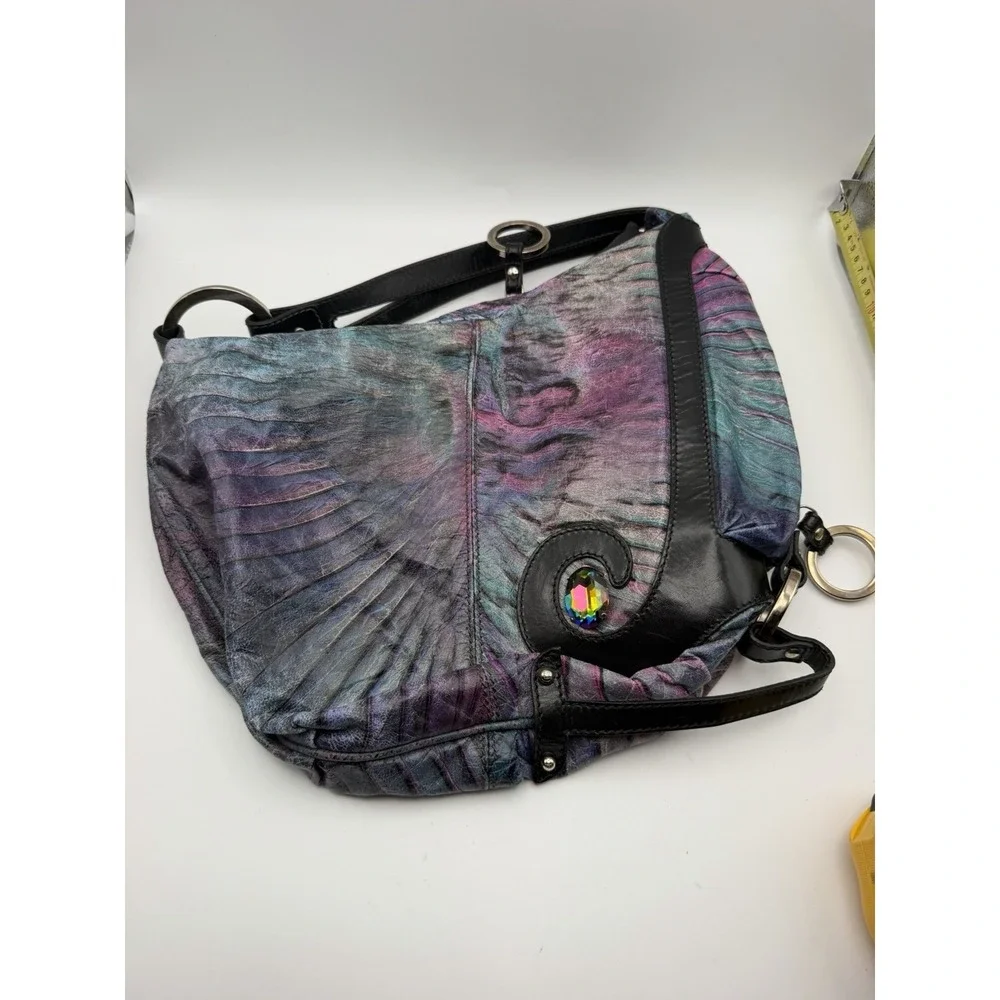 Fendi Iridescent Mermaid Leather Hobo Bag Crystal Rare Made Italy